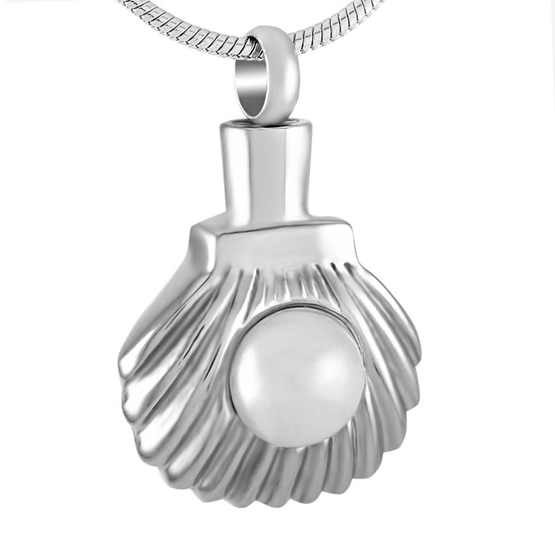 Seashell & Pearl Cremation Urn Necklace