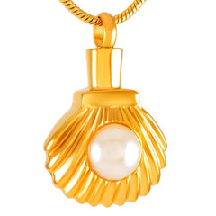 Seashell & Pearl Cremation Urn Necklace