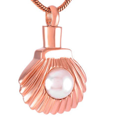 Seashell & Pearl Cremation Urn Necklace