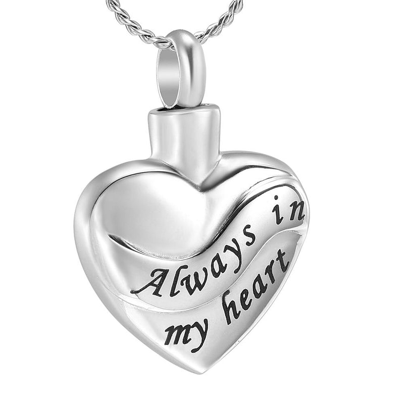 Silver Always In My Heart Cremation Urn Necklace