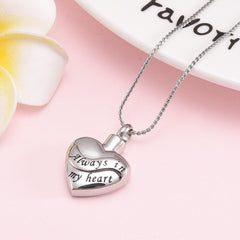 Silver Always In My Heart Cremation Urn Necklace