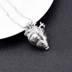 Silver Anatomical Heart Cremation Urn Necklace