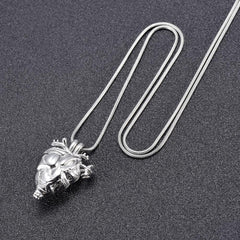 Silver Anatomical Heart Cremation Urn Necklace