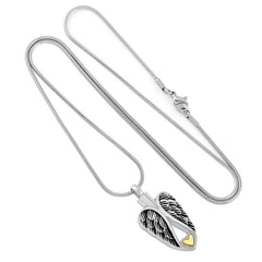 Silver Angel Wings & Heart Cremation Urn Necklace