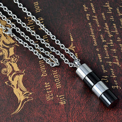 Silver & Black Cylinder Cremation Urn Necklace