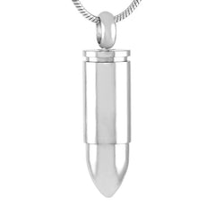Silver Pistol Bullet Cremation Urn Necklace