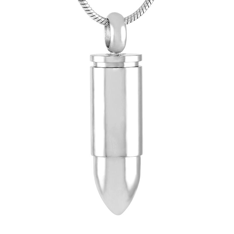 Silver Pistol Bullet Cremation Urn Necklace