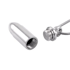 Silver Pistol Bullet Cremation Urn Necklace