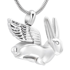 Silver Bunny Angel Cremation Urn Necklace