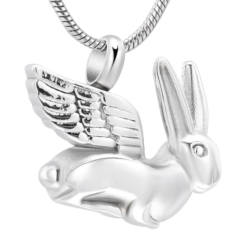 Silver Bunny Angel Cremation Urn Necklace