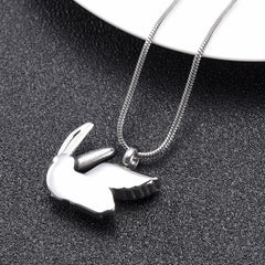 Silver Bunny Angel Cremation Urn Necklace