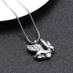 Silver Bunny Angel Cremation Urn Necklace