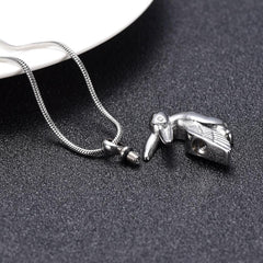 Silver Bunny Angel Cremation Urn Necklace