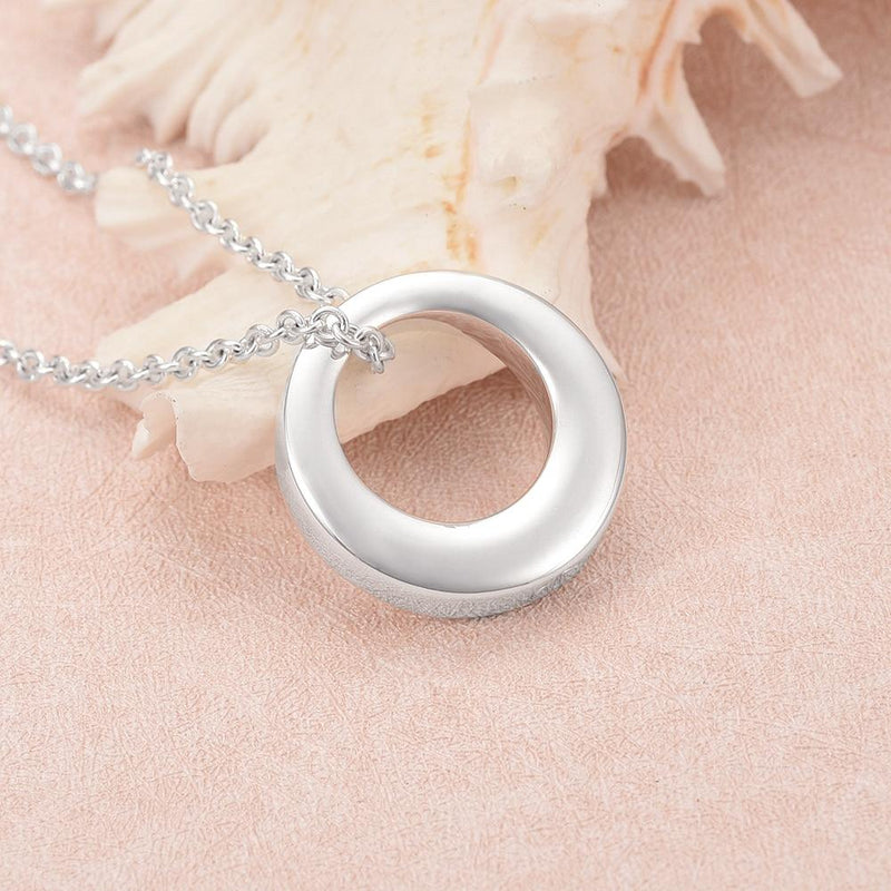 Silver Circle Cremation Urn Necklace