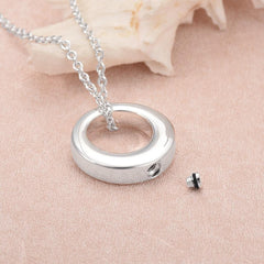 Silver Circle Cremation Urn Necklace