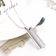 Silver Cremation Urn Necklace Etched With The Lord's Prayer & Cross