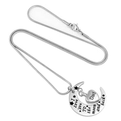 Silver Crescent Moon Etched With 'I Love You To The Moon And Back' Cremation Urn Necklace & Dad Charm