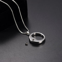 Silver Crescent Moon Face Cremation Urn Necklace