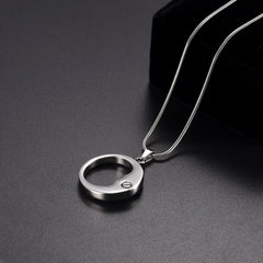 Silver Crescent Moon Face Cremation Urn Necklace