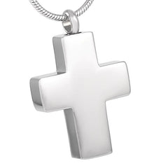 Silver Cross Cremation Urn Necklace