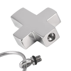 Silver Cross Cremation Urn Necklace
