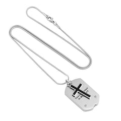 Silver Cross & Dogtag etched "You Are Always In My Heart" Cremation Urn Necklace