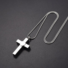 Silver Cross With Heart Cremation Urn Necklace