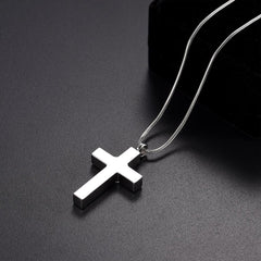 Silver Cross With Heart Cremation Urn Necklace