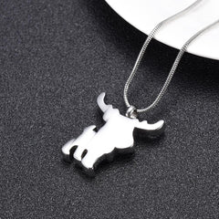 Silver Cute Moose Cremation Urn Necklace