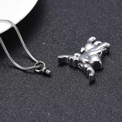 Silver Cute Moose Cremation Urn Necklace
