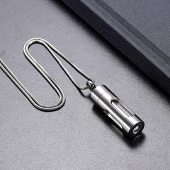 Silver Cylinder Cremation Urn Necklace