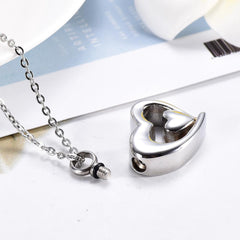 Silver Double Heart Cremation Urn Necklace