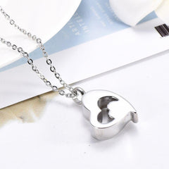 Silver Double Heart Cremation Urn Necklace
