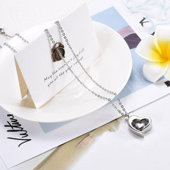 Silver Double Heart Cremation Urn Necklace