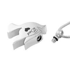 Silver Dove Cremation Urn Necklace Etched "Dad"