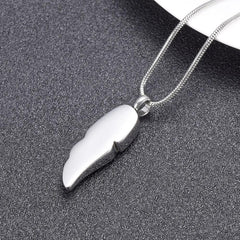 Silver Feather Shaped Cremation Urn Necklace