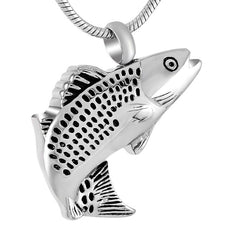 Silver Fish Shaped Cremation Urn Necklace
