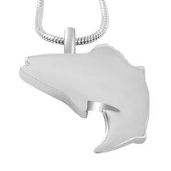 Silver Fish Shaped Cremation Urn Necklace
