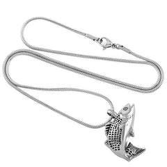 Silver Fish Shaped Cremation Urn Necklace