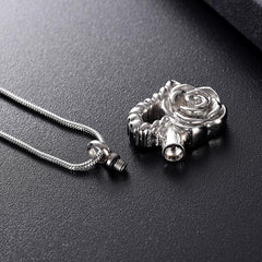 Silver Floral Heart Cremation Urn Necklace
