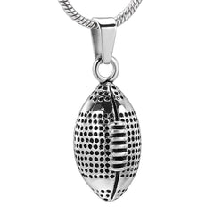 Silver Football Cremation Urn Necklace