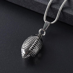 Silver Football Cremation Urn Necklace