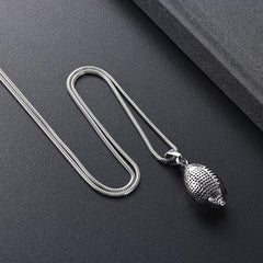 Silver Football Cremation Urn Necklace