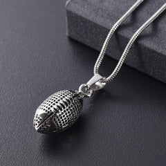 Silver Football Cremation Urn Necklace