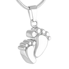 Silver Footprints Cremation Urn Necklace