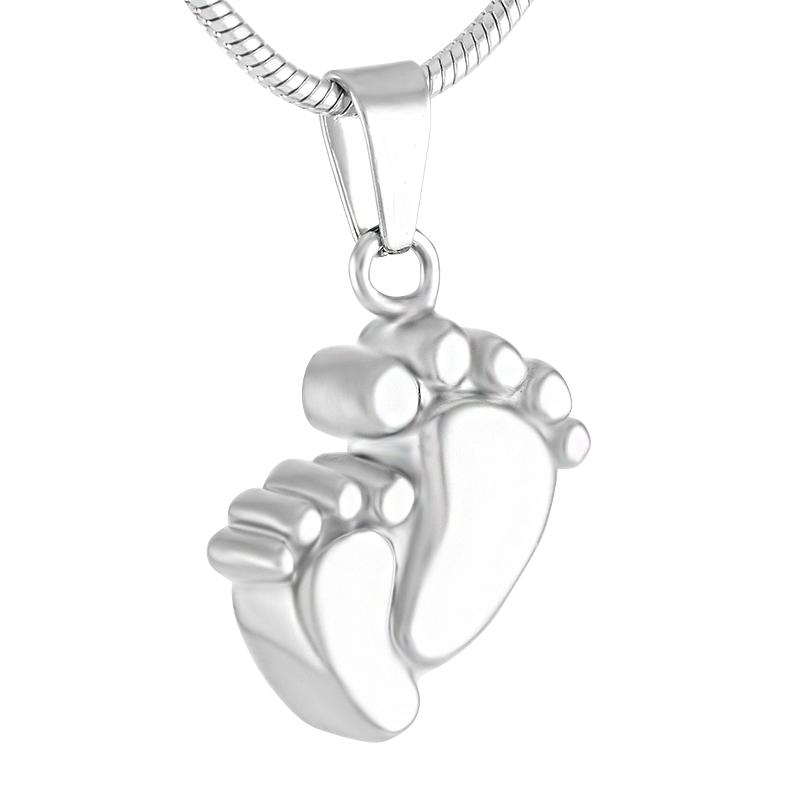 Silver Footprints Cremation Urn Necklace