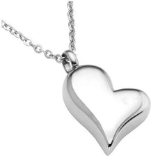 Silver Heart Cremation Urn Necklace