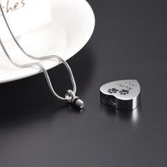 Silver Heart My Fur Angel & Paws Cremation Urn Necklace