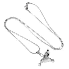 Silver Hummingbird Cremation Urn Necklace