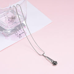 Silver Microphone Cremation Urn Necklace